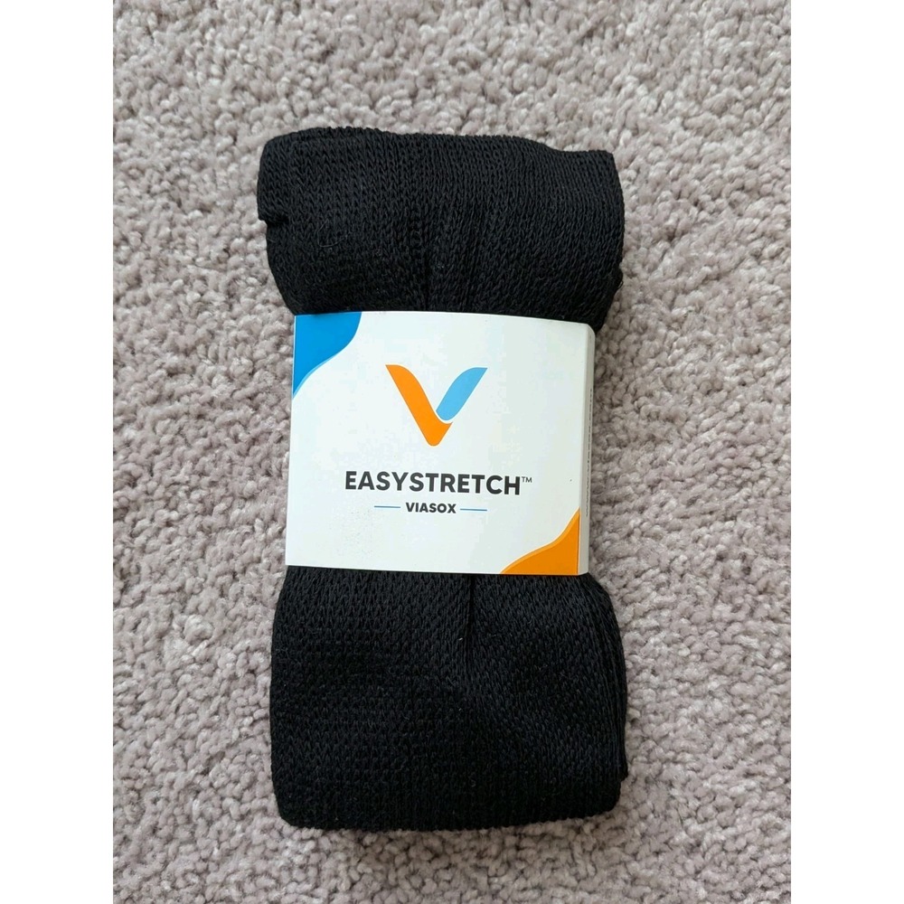 Viasox Easystretch Socks Black M/L Mens 9-12 Womens 10-13 Knee High NWT
